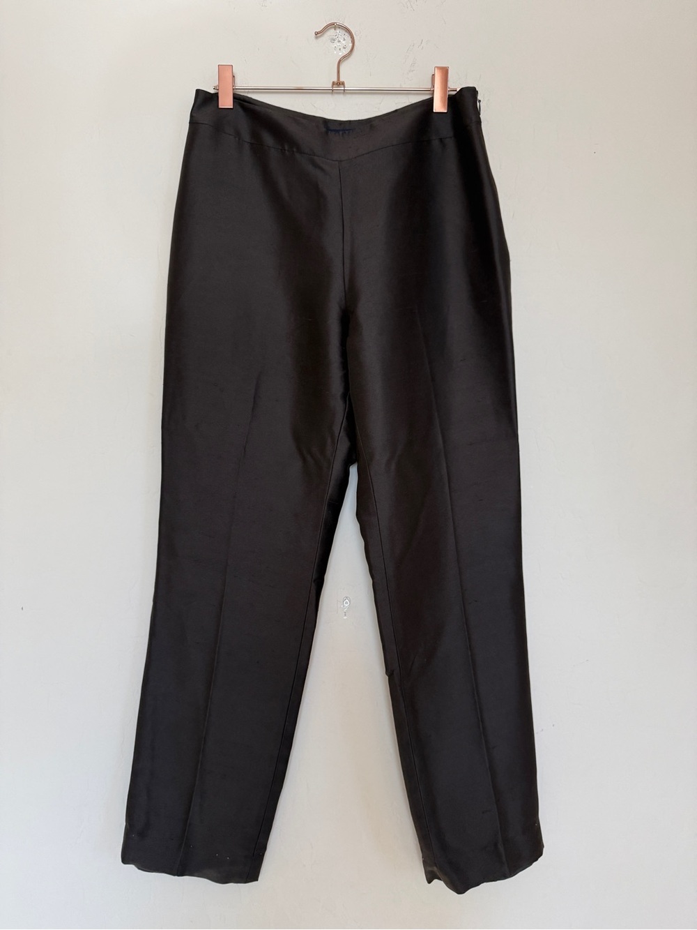Vtg Ann Taylor Silk Trouser Pants Brown Straight Leg Dress Pants Size 4